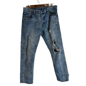 Indie Sleeze Y2k Acid Wash Levi's Distresses Button Fly 501 CT Jeans 31 Short